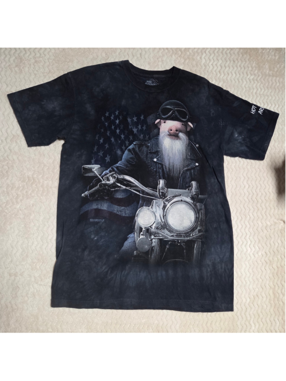 Men's The Mountain Graphic Tee Size L Black White Biker Pig